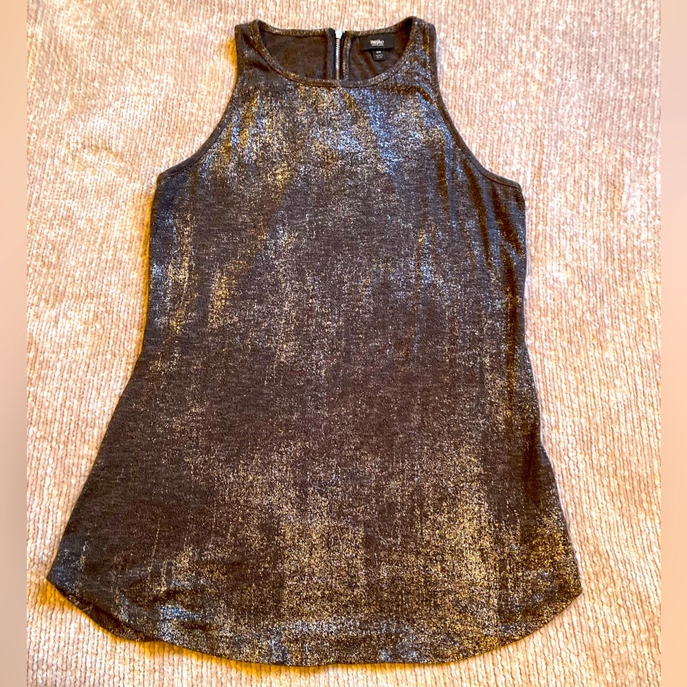 Mossimo Supply Co. Metallic Shimmer Sleeveless Mini Dress Black‎ Silver Medium